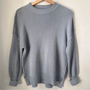 Moon & Madison Light Gray Crewneck Sweater Oversized Drop Shoulder Small